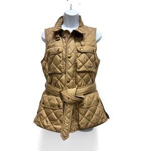 Polo Ralph Lauren Diamond Quilted Gold Down Vest with Belt Size Medium